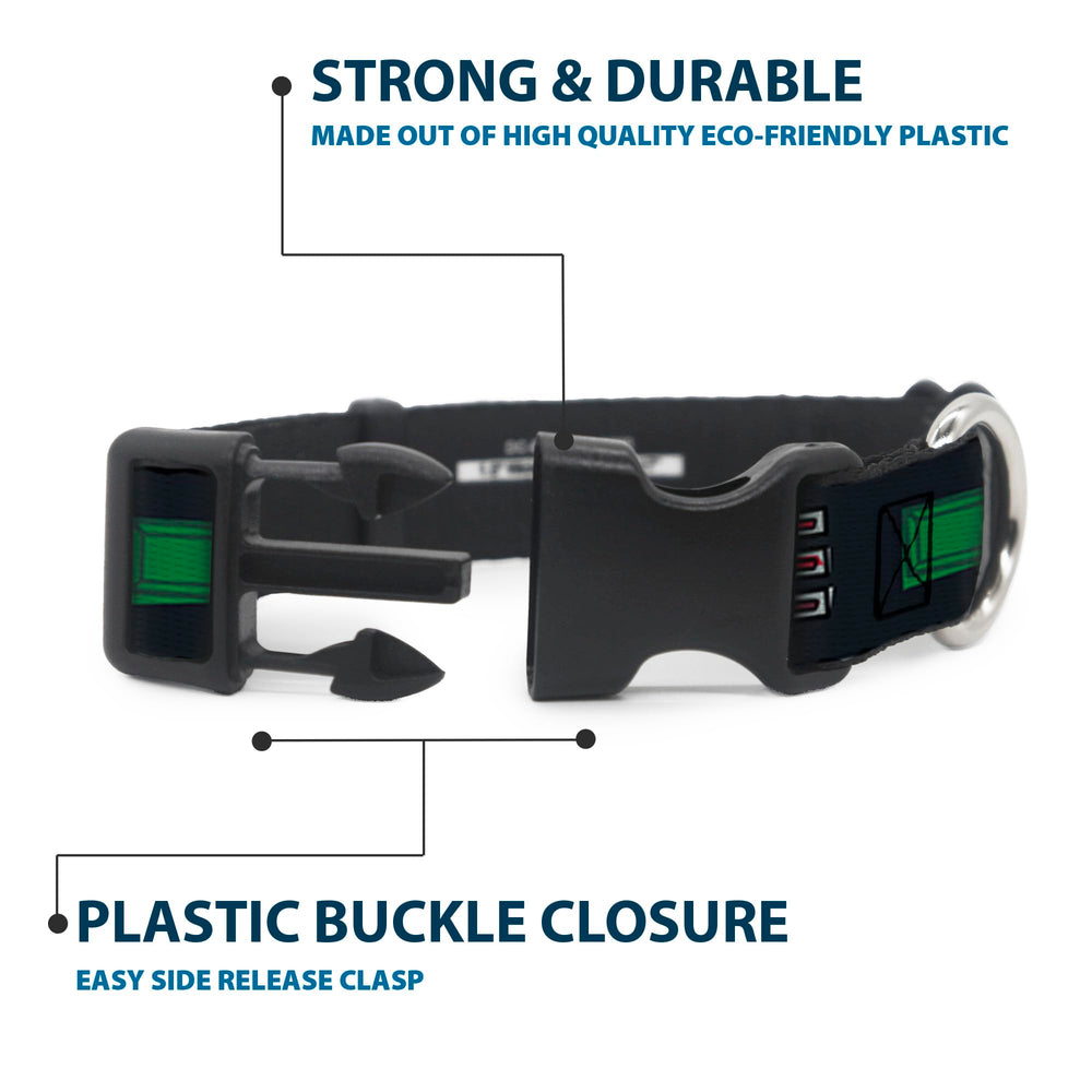 Buckle-Down Darth Vader collar on 15–26 inch neck for comfortable daily use.