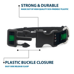 Buckle-Down Darth Vader collar on 15–26 inch neck for comfortable daily use.