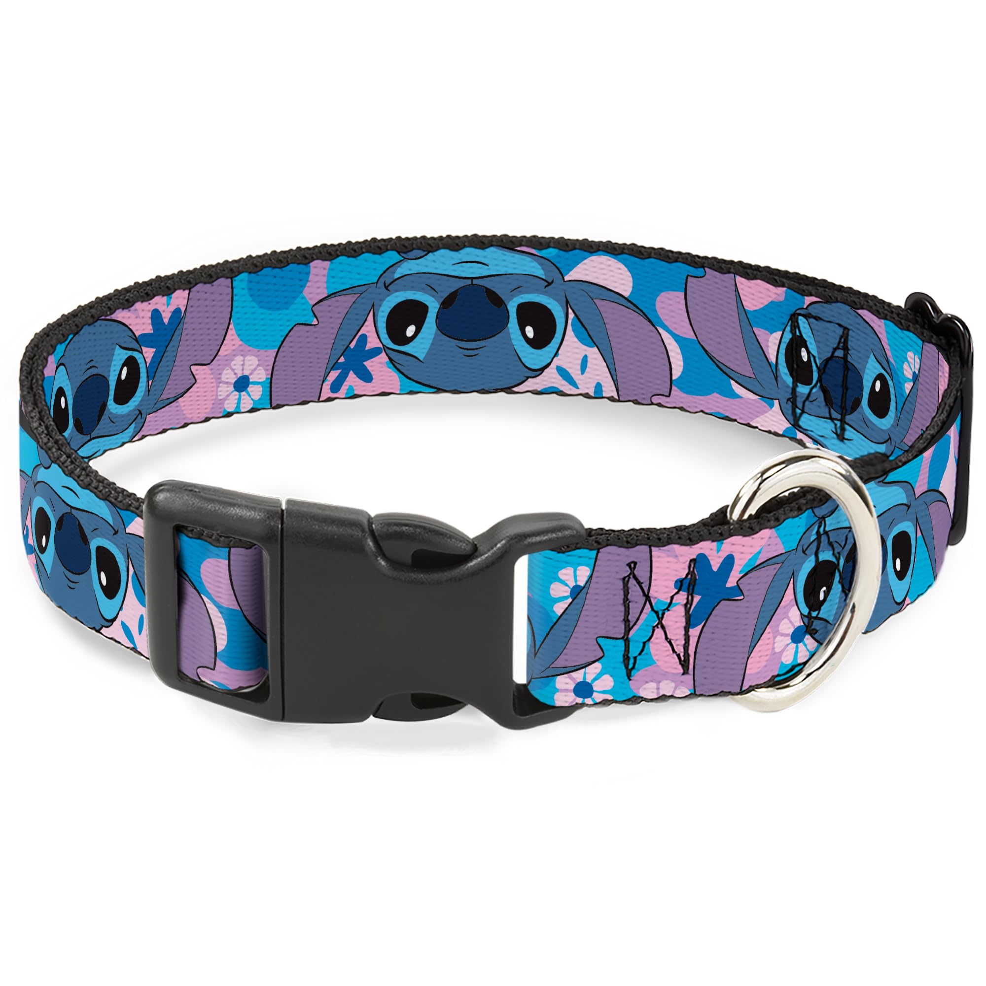 Buckle-Down Disney dog collar Stitch flip close-up showcases bold style for daily adventures.