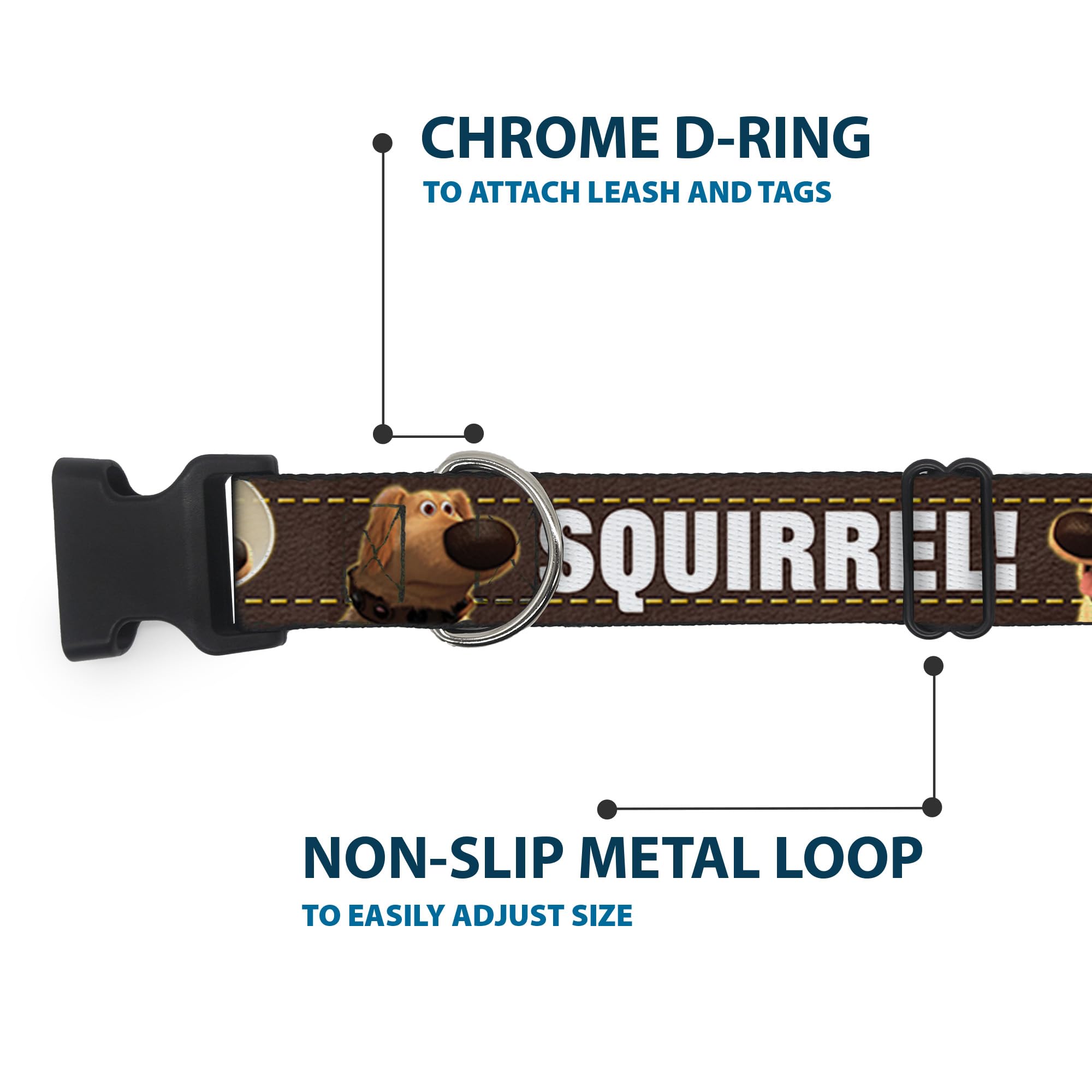 Buckle-Down Disney-licensed collar highlights durable hardware and color.