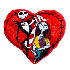 Buckle-Down Disney squeaky plush dog toy with Jack and Sally heart pose for interactive play.
