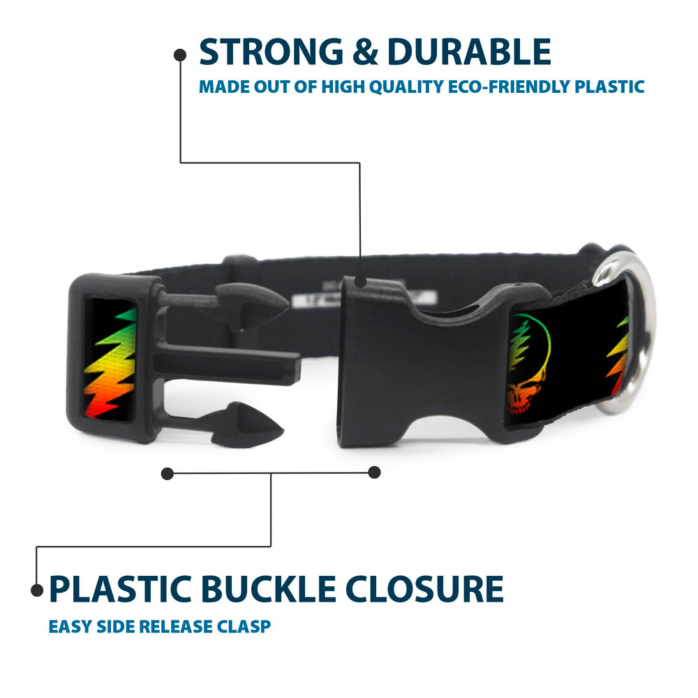 Buckle-Down Grateful Dead licensed tag on collar for fan-style visibility.