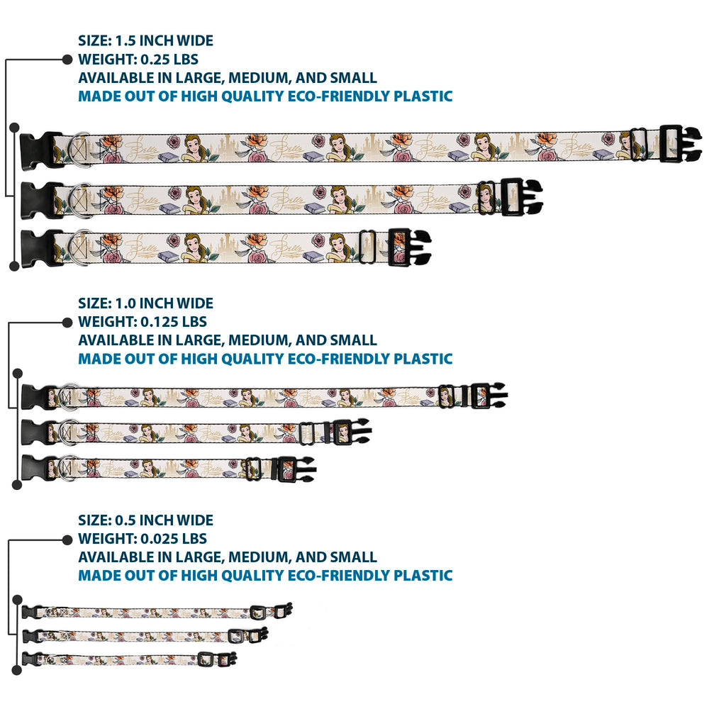 buckle-down dog collar white strap closeup demonstrates sturdy 1 inch width for control
