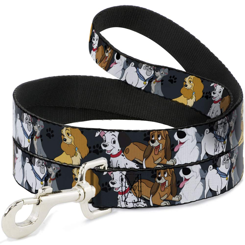 Buckle-Down dog leash Disney dogs group collage in gray and black for durable daily walks
