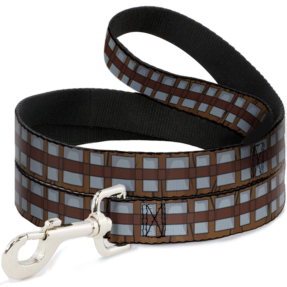 Buckle-Down dog leash with Chewbacca bandolier print in gray, ideal for everyday walks.