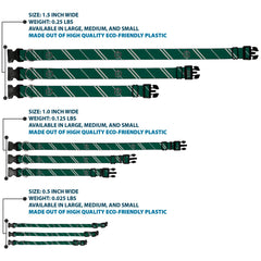 Buckle-Down durable plastic buckle detail on collar demonstrates secure fit during active play