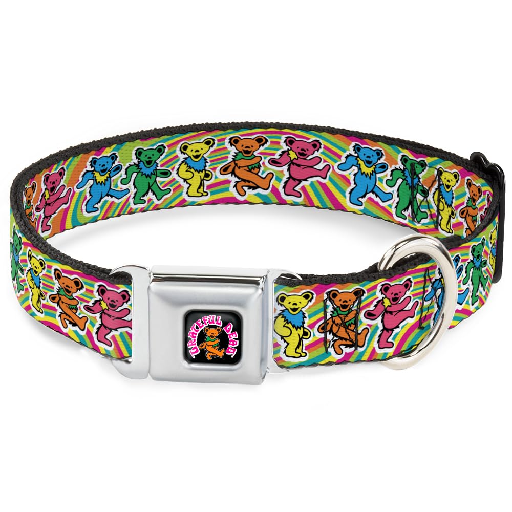 Buckle-Down Grateful Dead collar with dancing bears for vibrant daily walks.