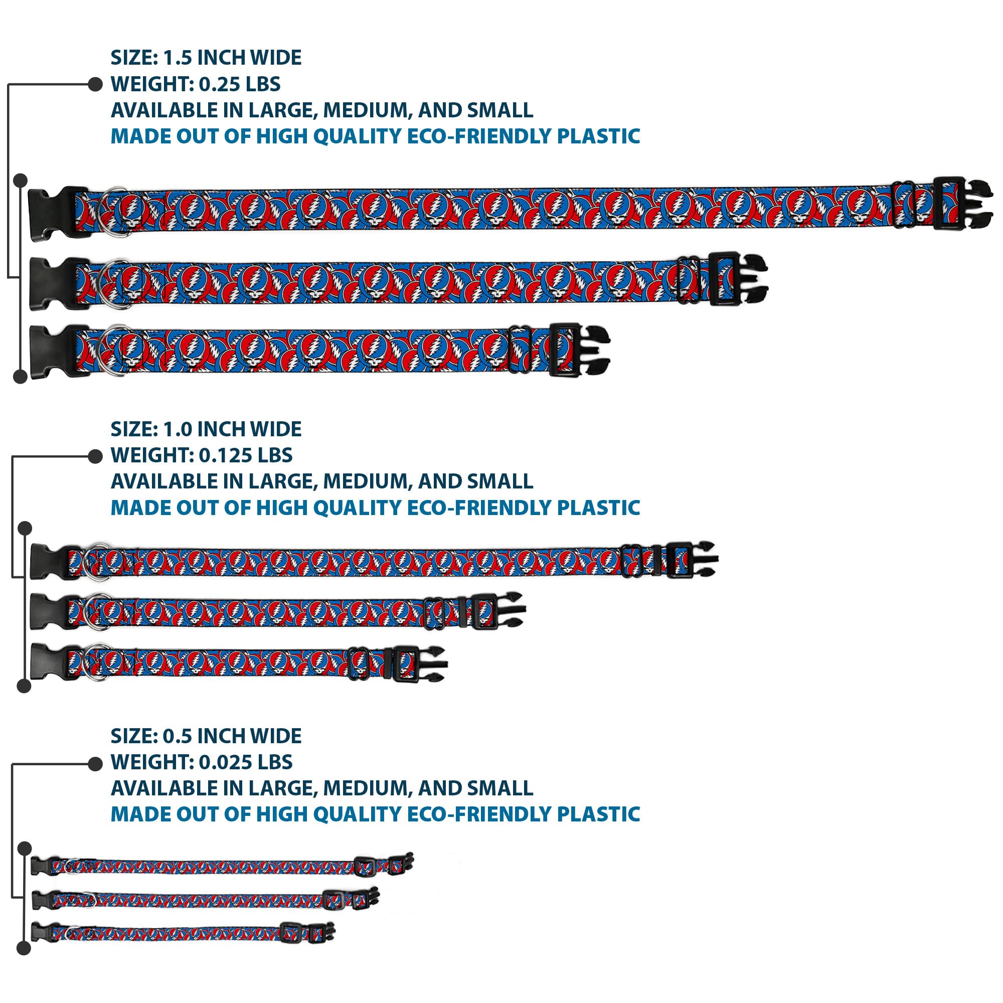 Buckle-Down Grateful Dead dog collar D-ring highlights secure leash attachment for daily use