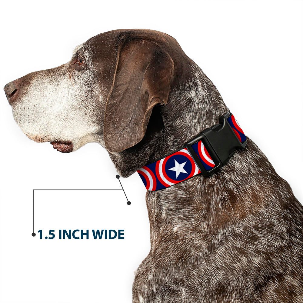 Buckle-Down Marvel Captain America Shield Repeat Navy collar easy-care, machine-washable for busy households