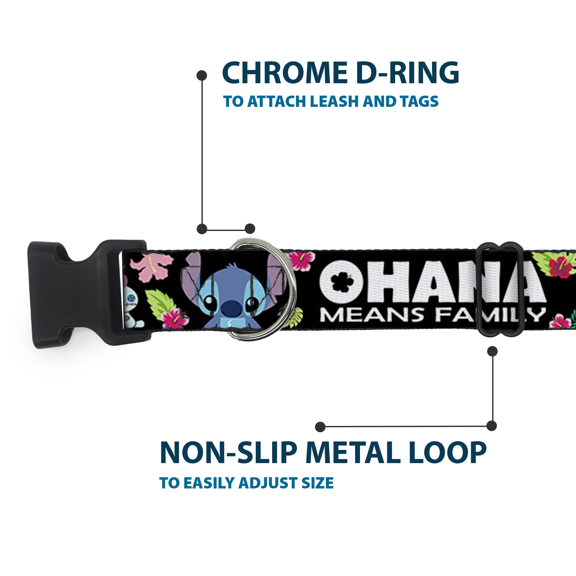 Buckledown Ohana 1 inch wide collar provides a comfortable, secure fit