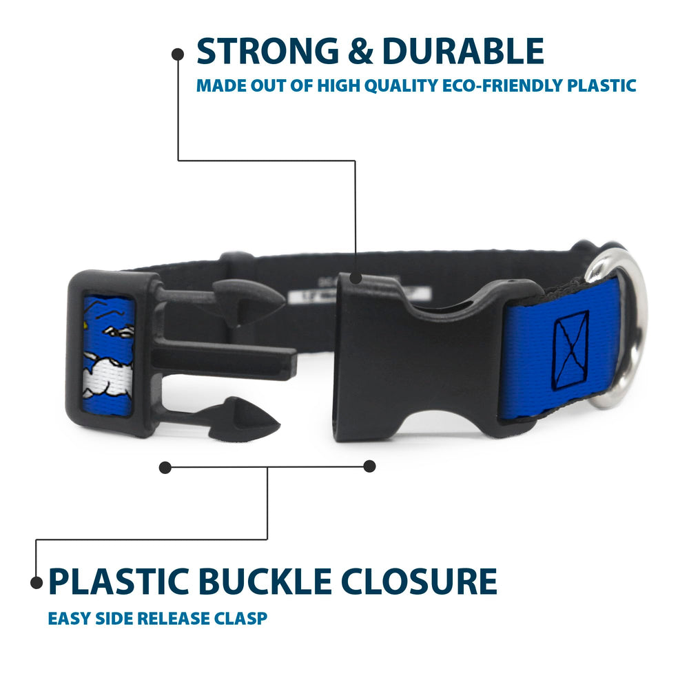 Plastic buckle detail on Buckle-Down Peanuts collar for secure use.