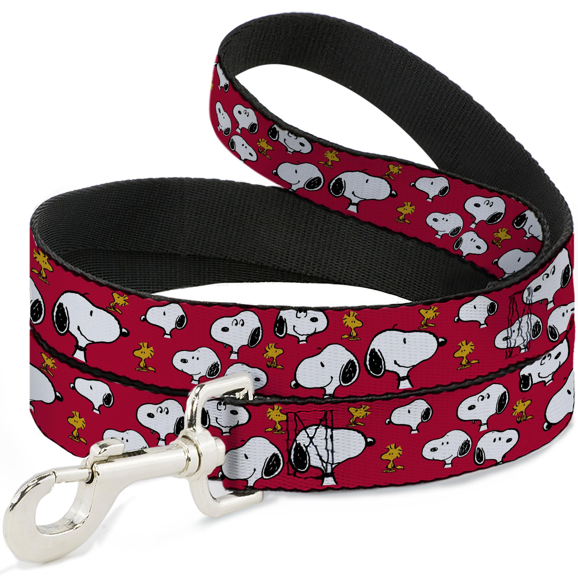 Buckle-Down Peanuts leash shows Snoopy in red print with durable construction for long walks