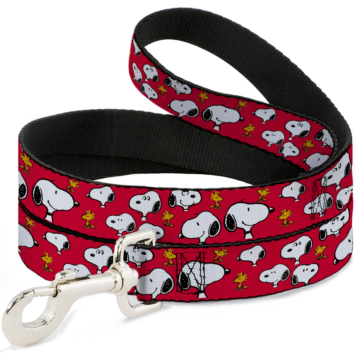 Buckle-Down Peanuts leash shows Snoopy in red print with durable construction for long walks