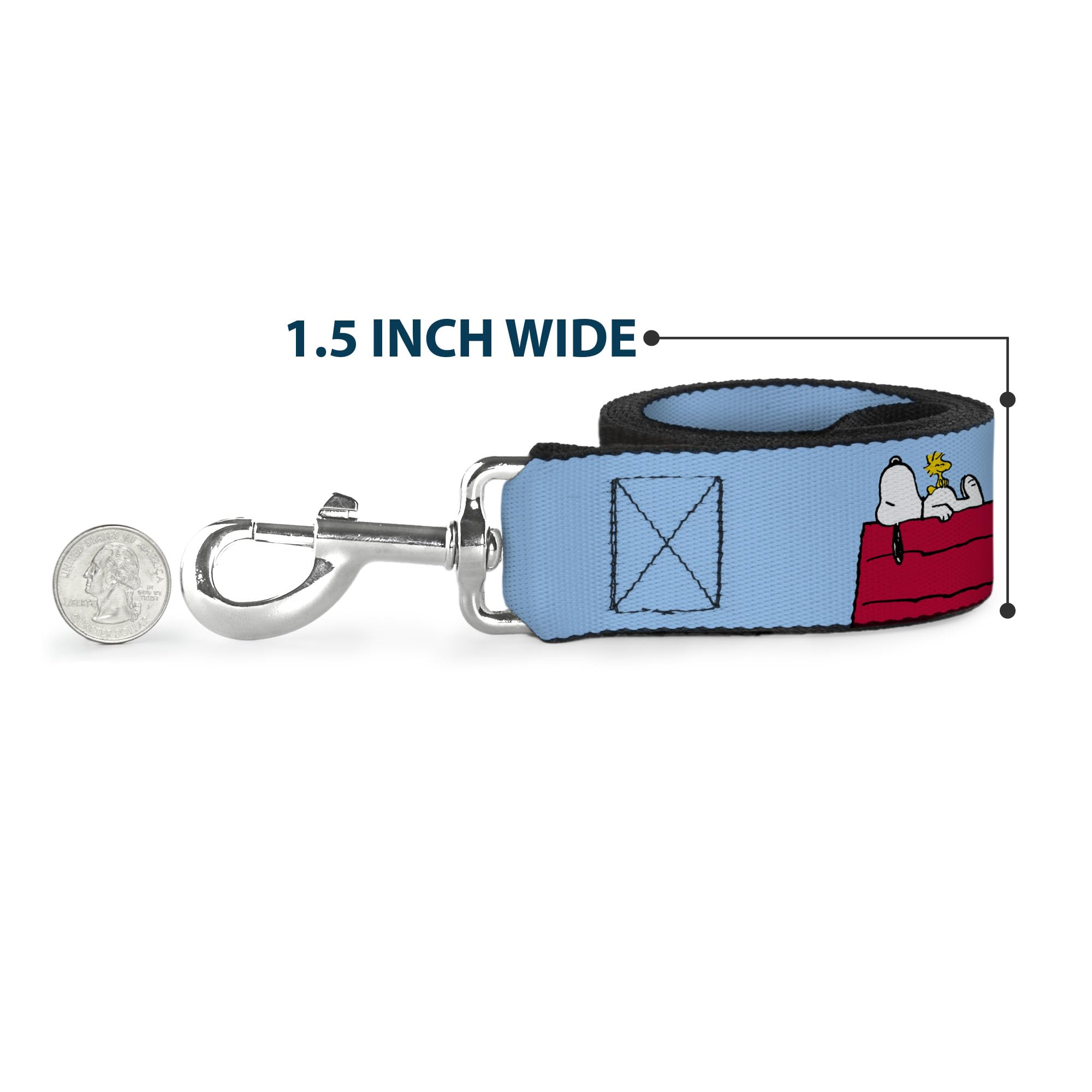 Peanuts Buckle-Down leash image suggesting reliable control during city strolls.