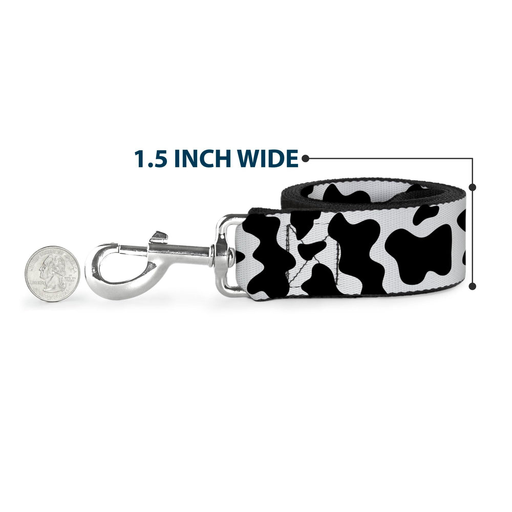 Buckle-Down cow-pattern leash emphasizes durable, fade-resistant print for daily walks