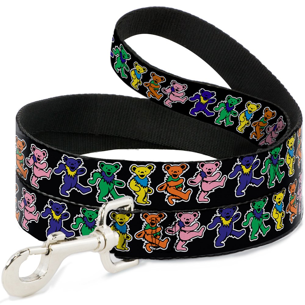 Buckle-Down pet leash dancing bears black multi shows vibrant print for daily walks.