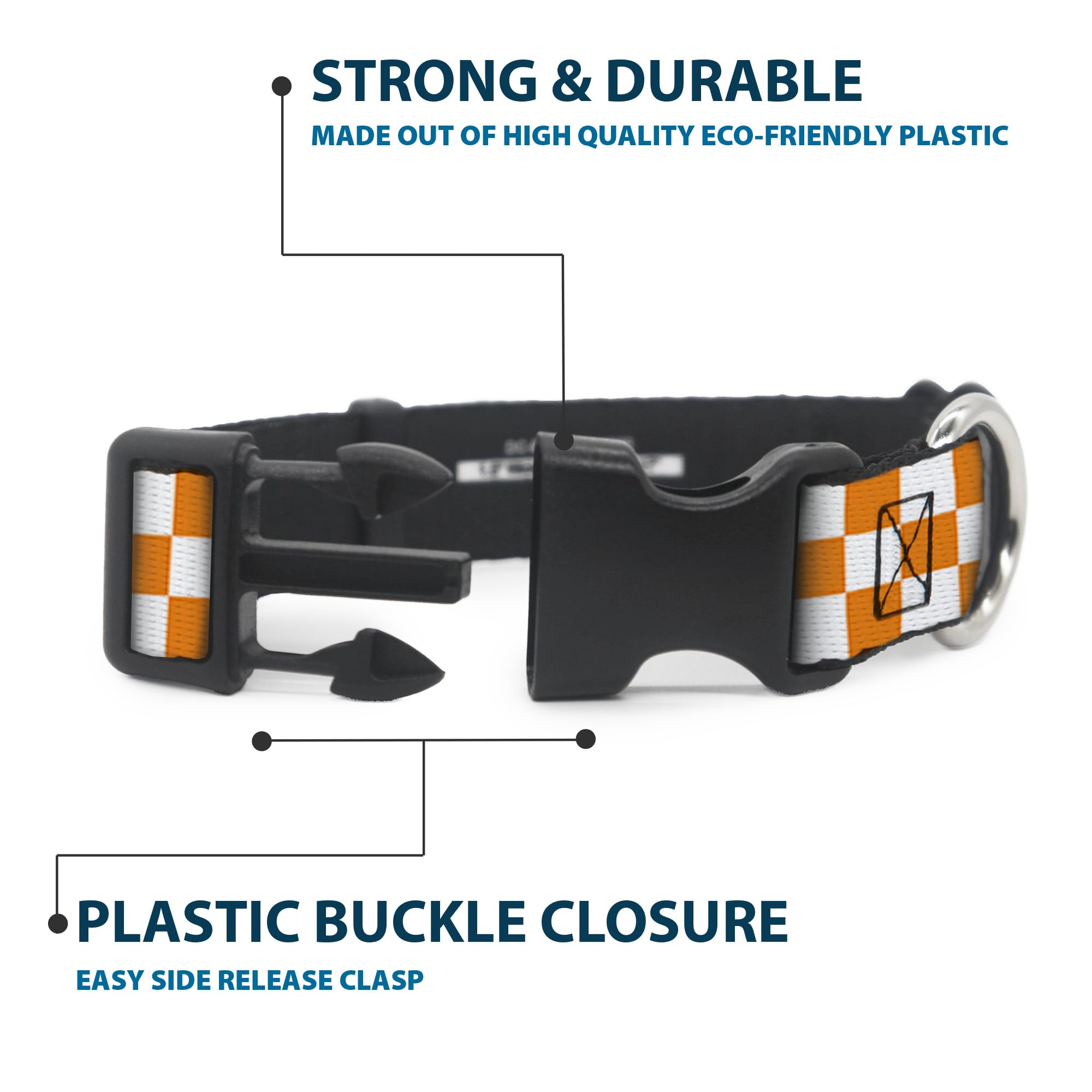 Buckle-Down neck size 13-18 inches close-up for precise fit.