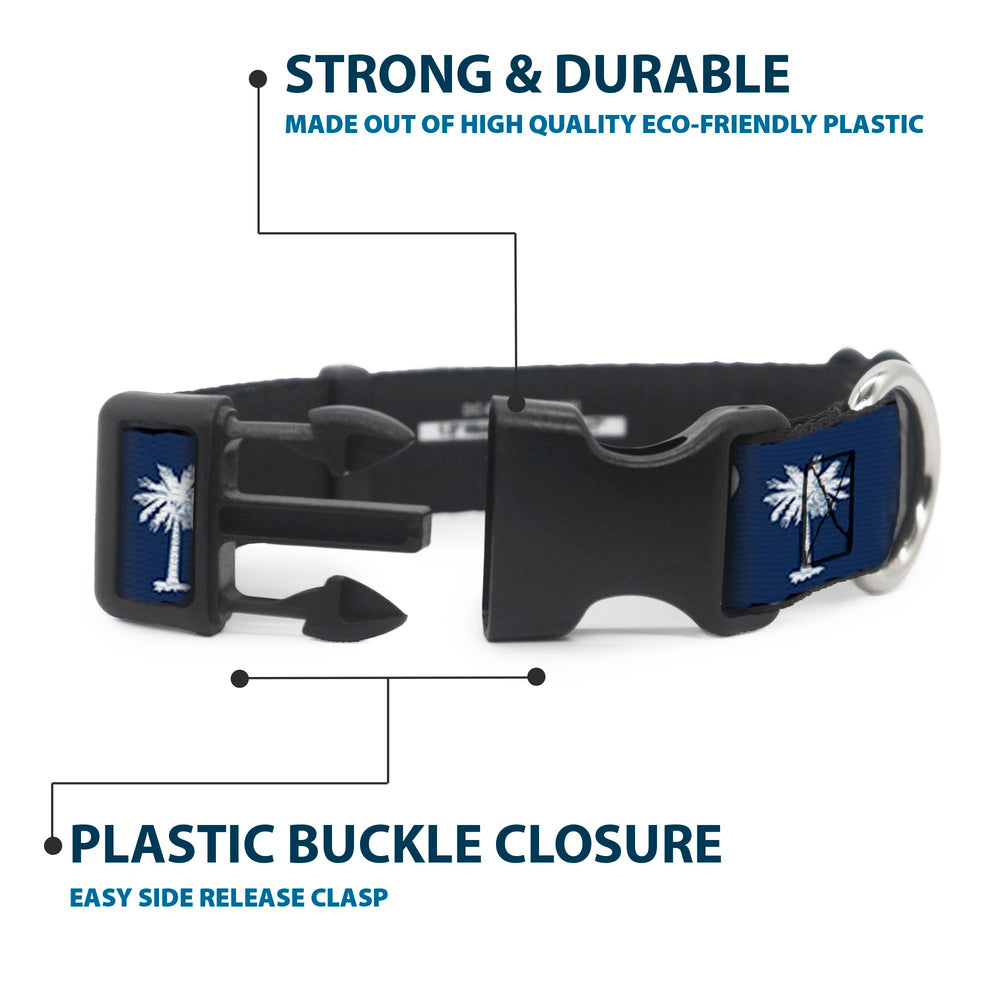 Buckle-Down collar worn on a dog demonstrates secure fit during active play