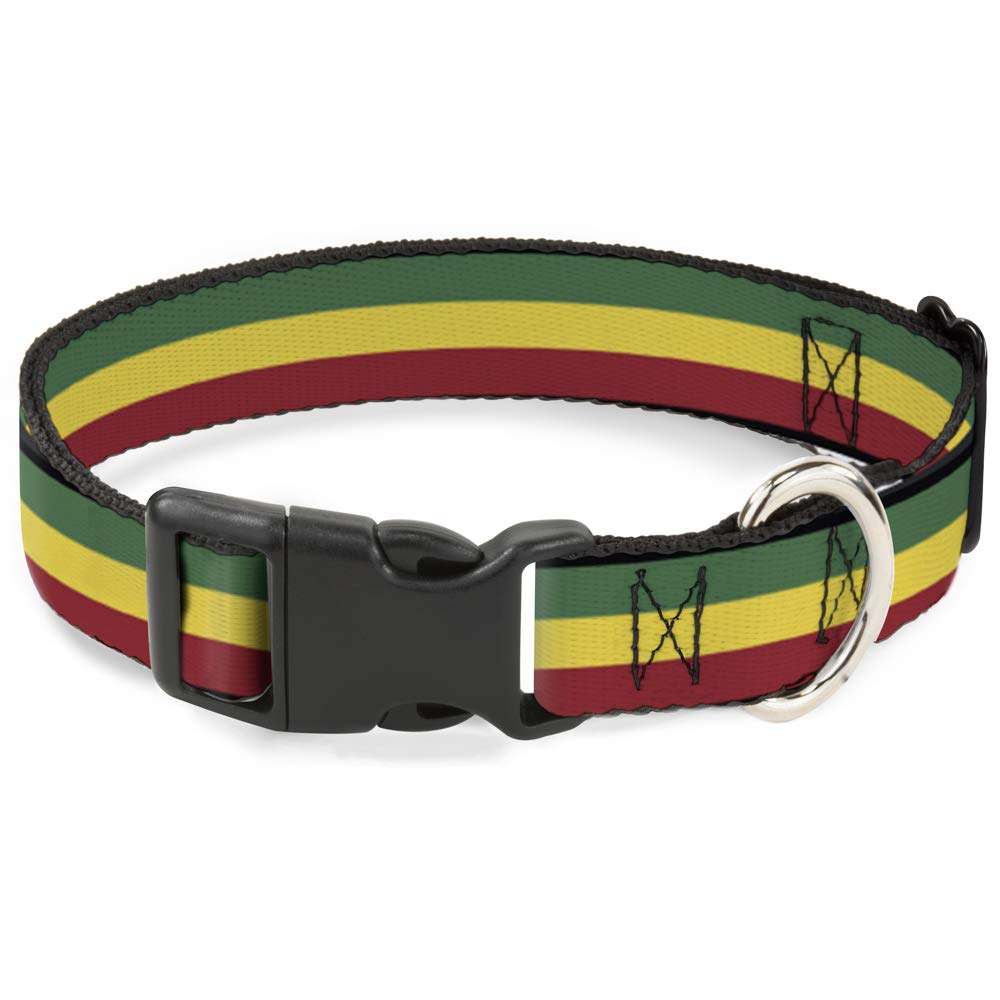 Buckle-Down Rasta collar front view shows bold style for everyday wear.