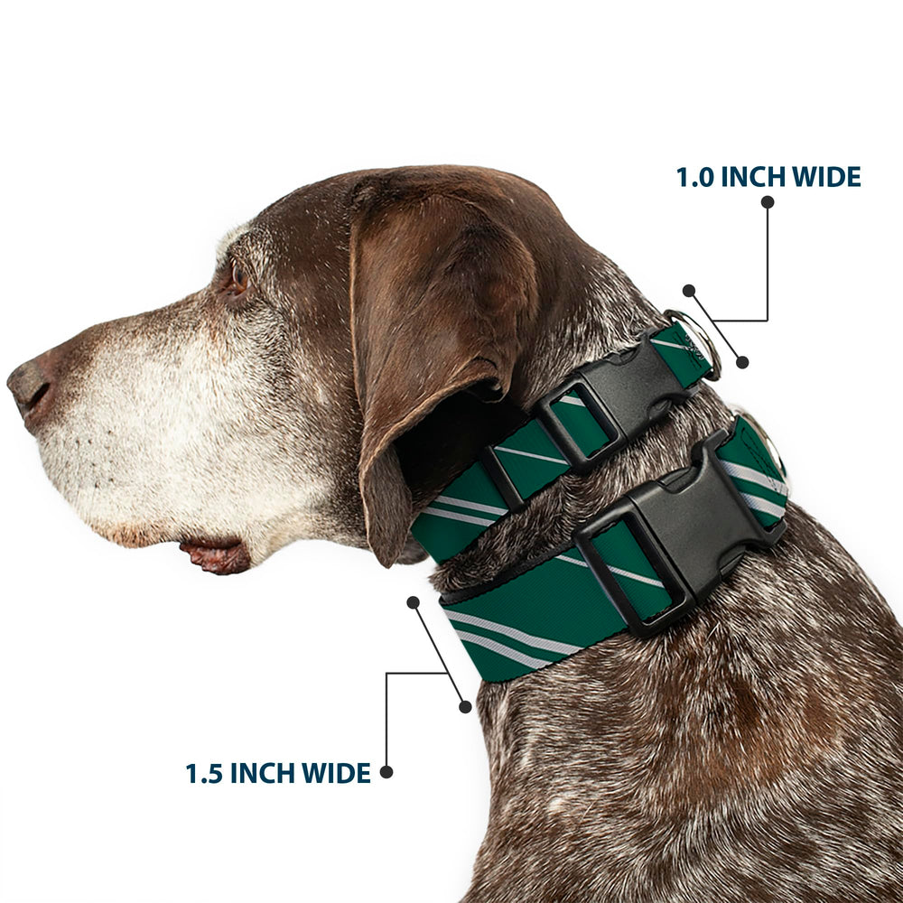 Buckle-Down slytherin crest stripe5 green gray full collar showcases bold style for seasonal outings