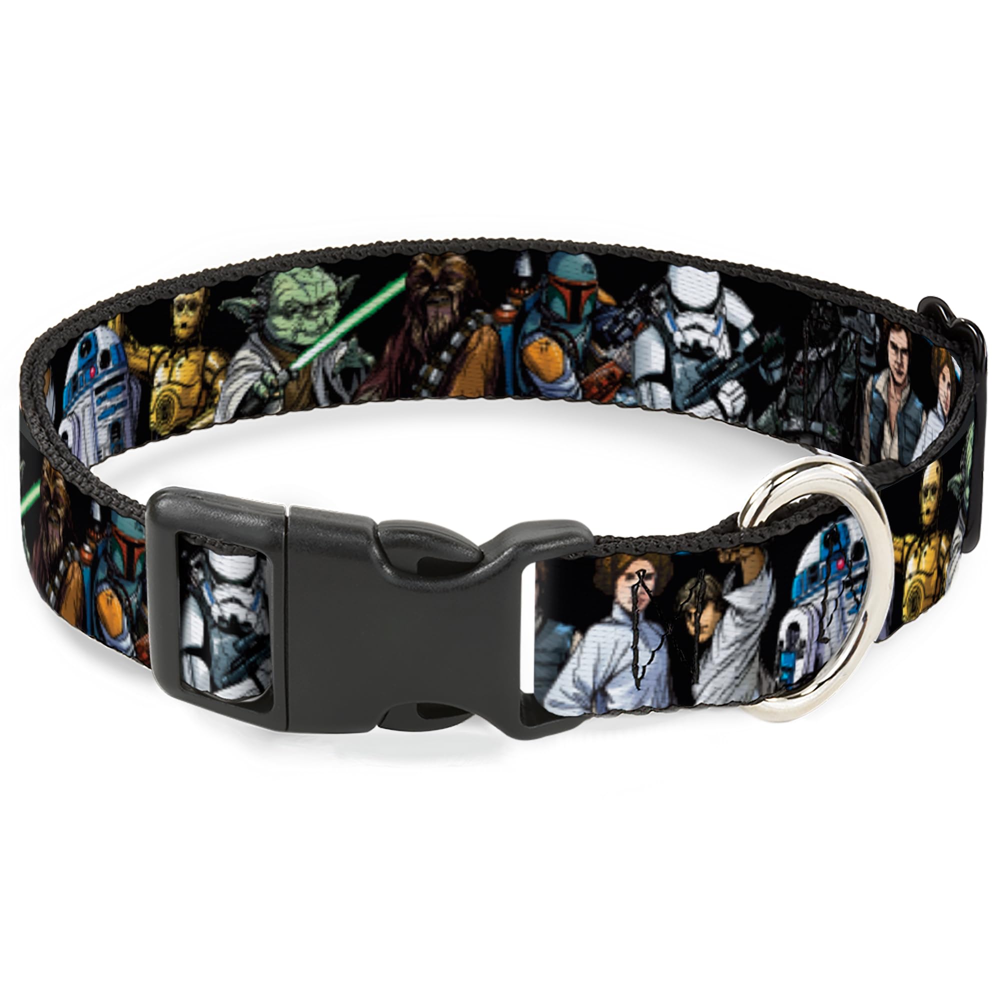 Buckle-Down Star Wars dog collar buckle; sturdy plastic closure for daily wear.