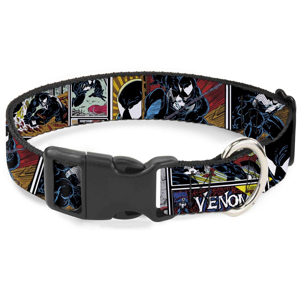 Buckle-Down Venom dog collar clip displays bold comic panels for everyday style and durable wear
