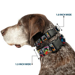 Buckle-Down Venom dog collar side view highlights sturdy 1.5 inch width for secure control
