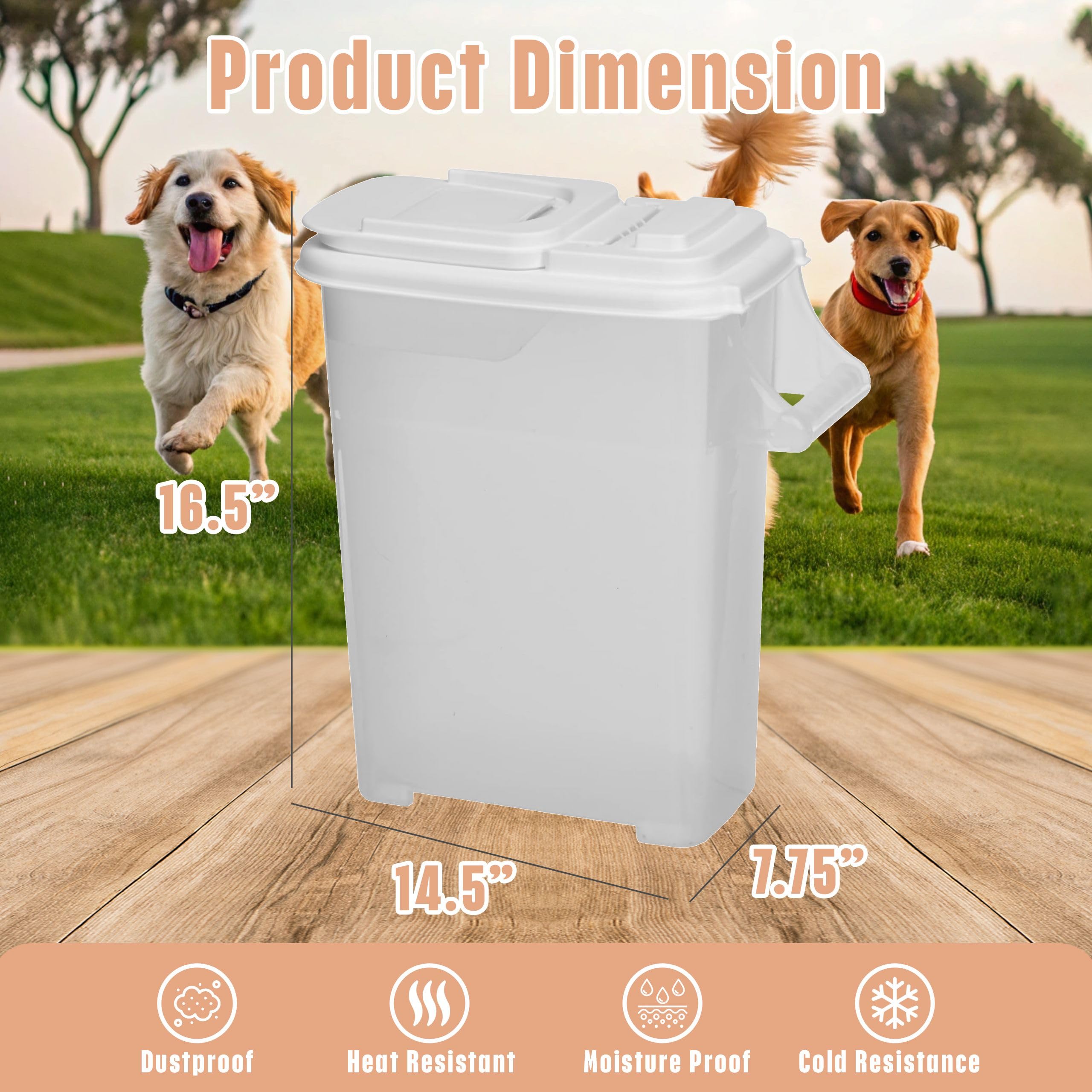 Buddeez pet food storage dispensers flip lid open for easy scooping and freshness.