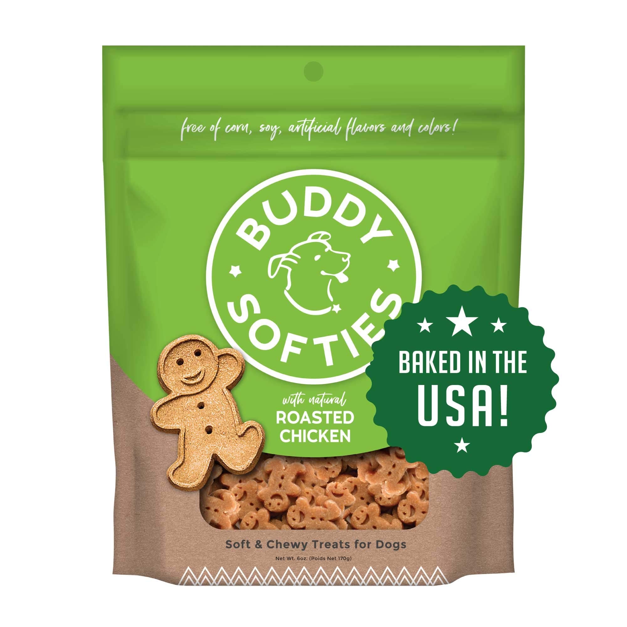Buddy Biscuits 938072 bag-front with roasted chicken flavor for tasty training rewards.