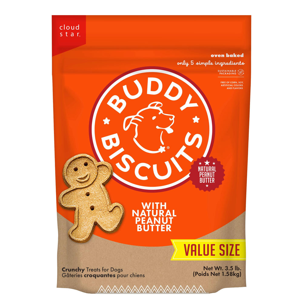 Buddy Biscuits natural peanut butter gingerkid shapes for tasty rewards during training.