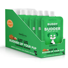Buddy Budder Relax Rover squeeze packs in a calm, calming dog treat context