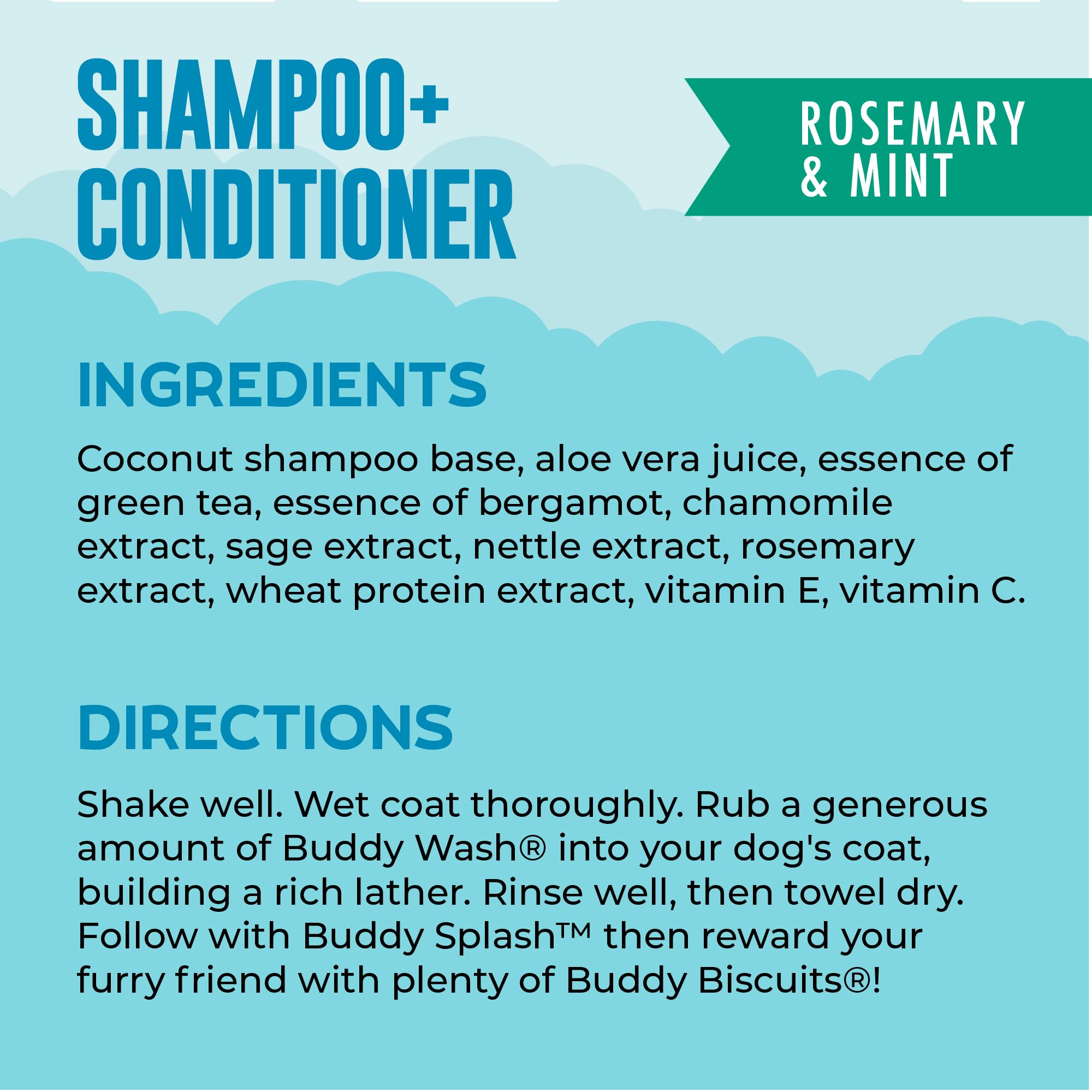 Buddy Wash: aroma refrescante de romero y menta para el aseo canino.