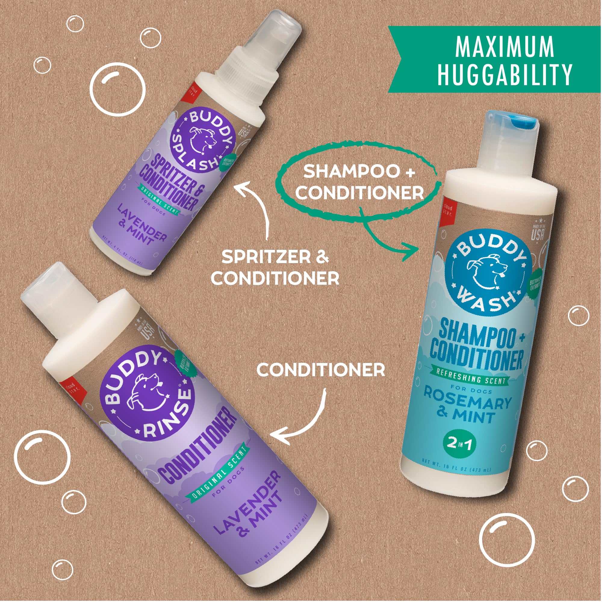 Buddy Wash: experiencia de baño que deja el pelaje suave y fresco.
