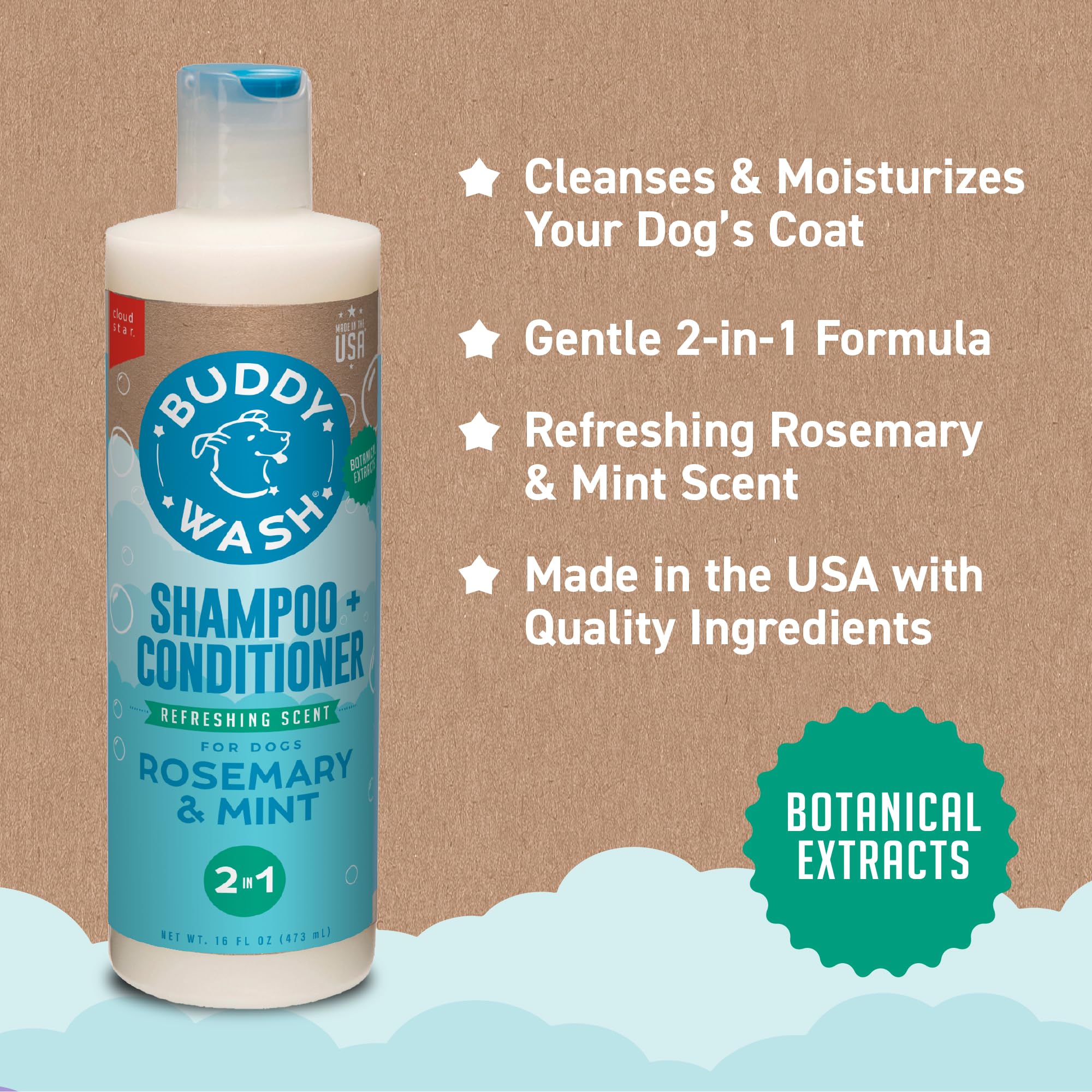 Buddy Wash: envase de 16 oz para duchas en casa.