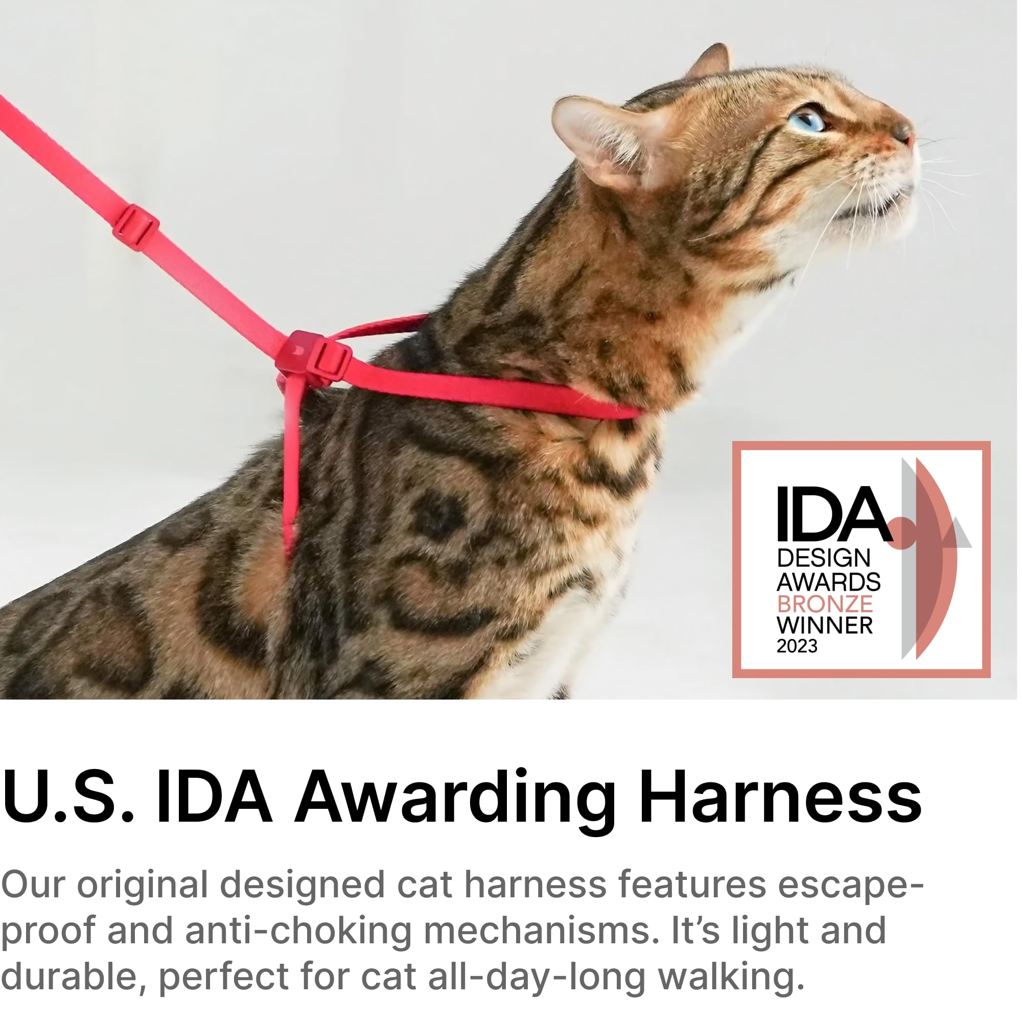 BuddyArmor cat harness space-gray side fit demonstrates adjustable comfort during strolls
