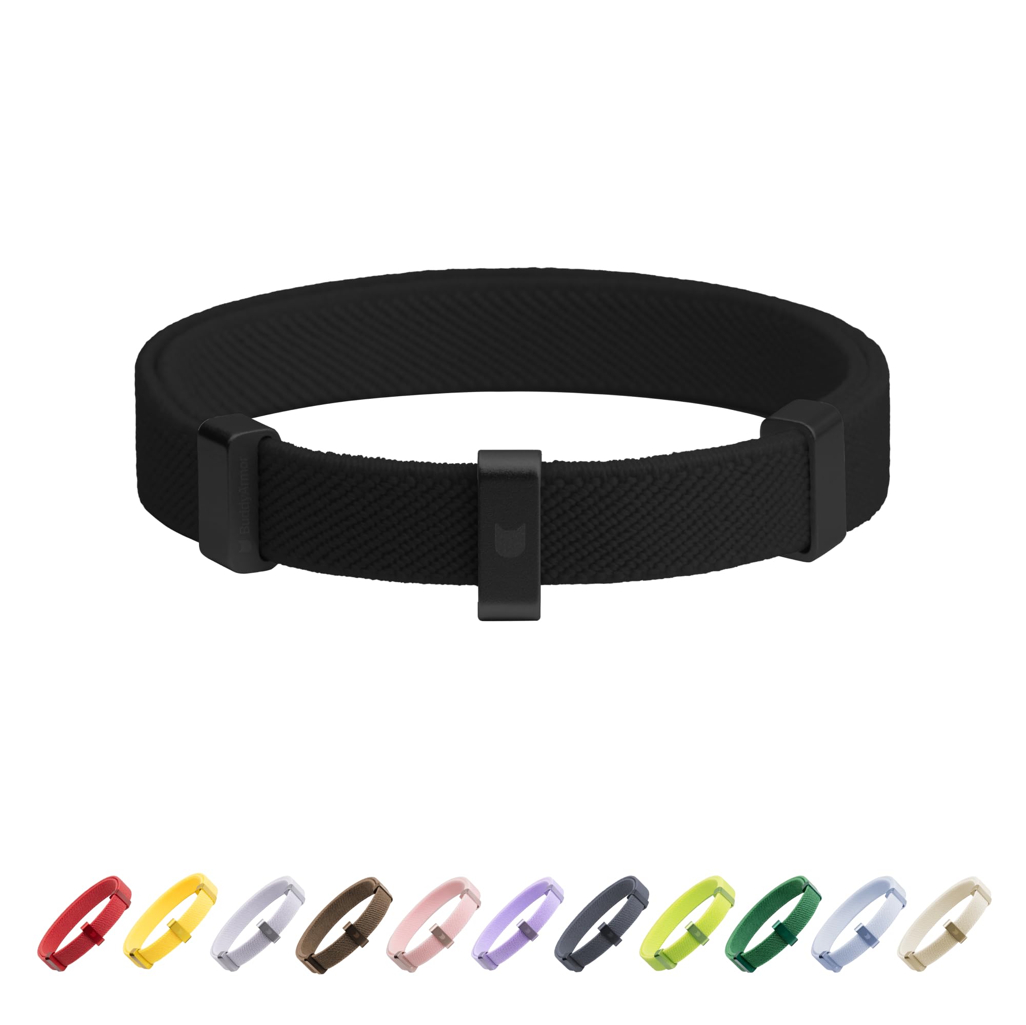 BuddyArmor Safety Cat Collar in midnight black worn by cat for daily safety.