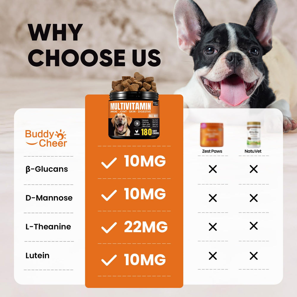 BuddyCheer omega-3 fish oil chews feature shiny coat benefits and overall skin health.