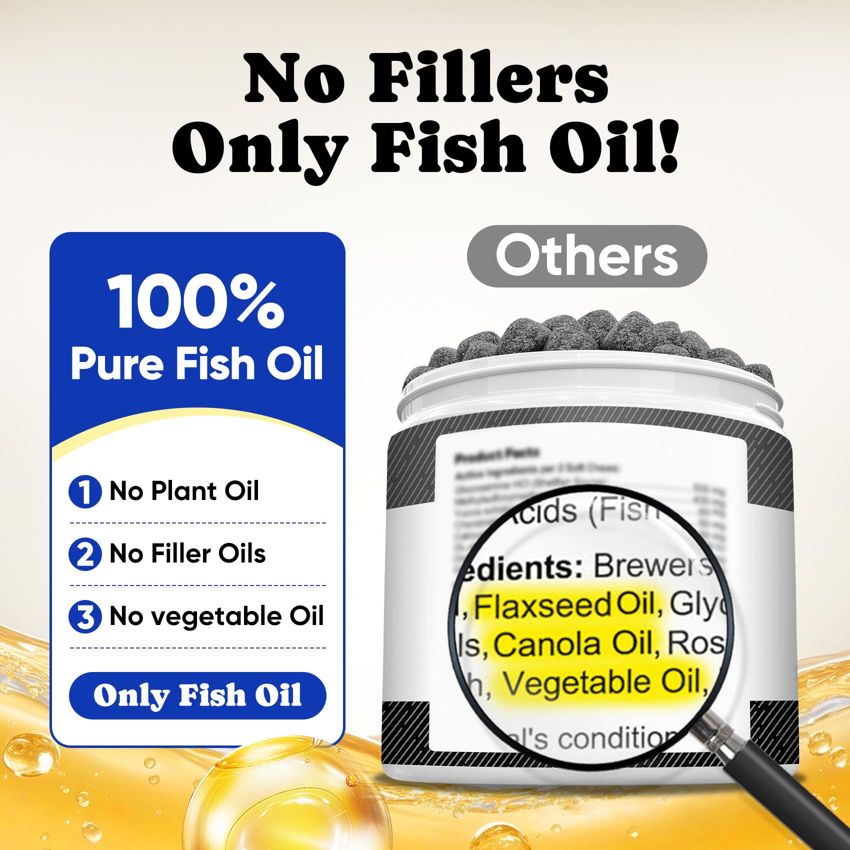 BuddyCheer pure fish oils no fillers shows clean nutrition for dogs