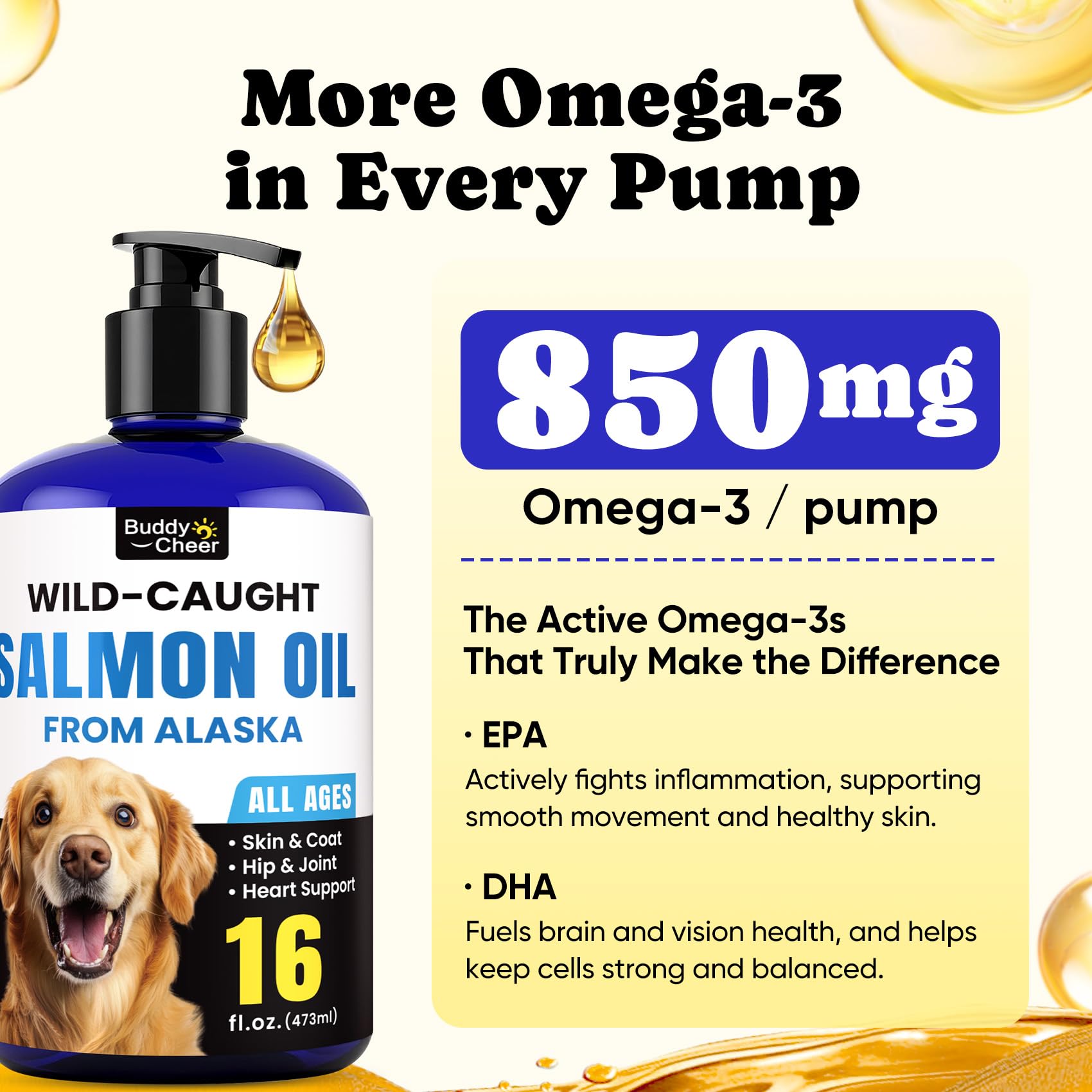 BuddyCheer Wild Alaskan Salmon Oil krill mix supports coat health