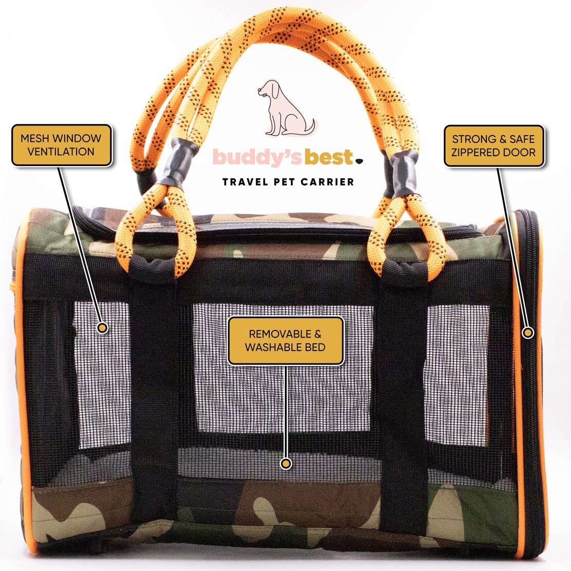  Buddy's Best carrier ventilated mesh for optimal airflow and pet comfort