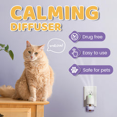 BUDDYJOY cat calming diffuser bottle close-up highlights soothing pheromones in action.