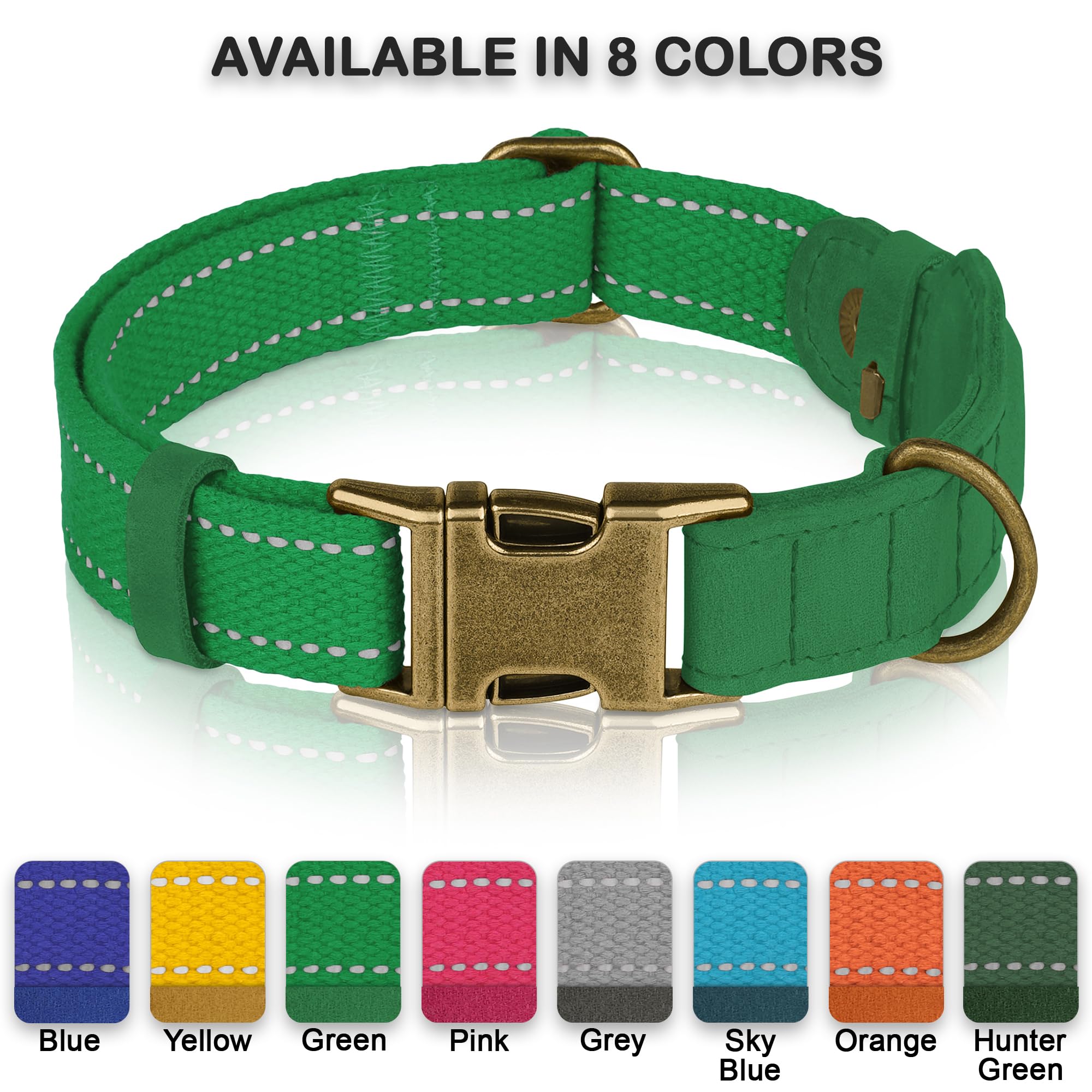 BUDKAS adjustable dog collar available XS–XL to fit all breeds.