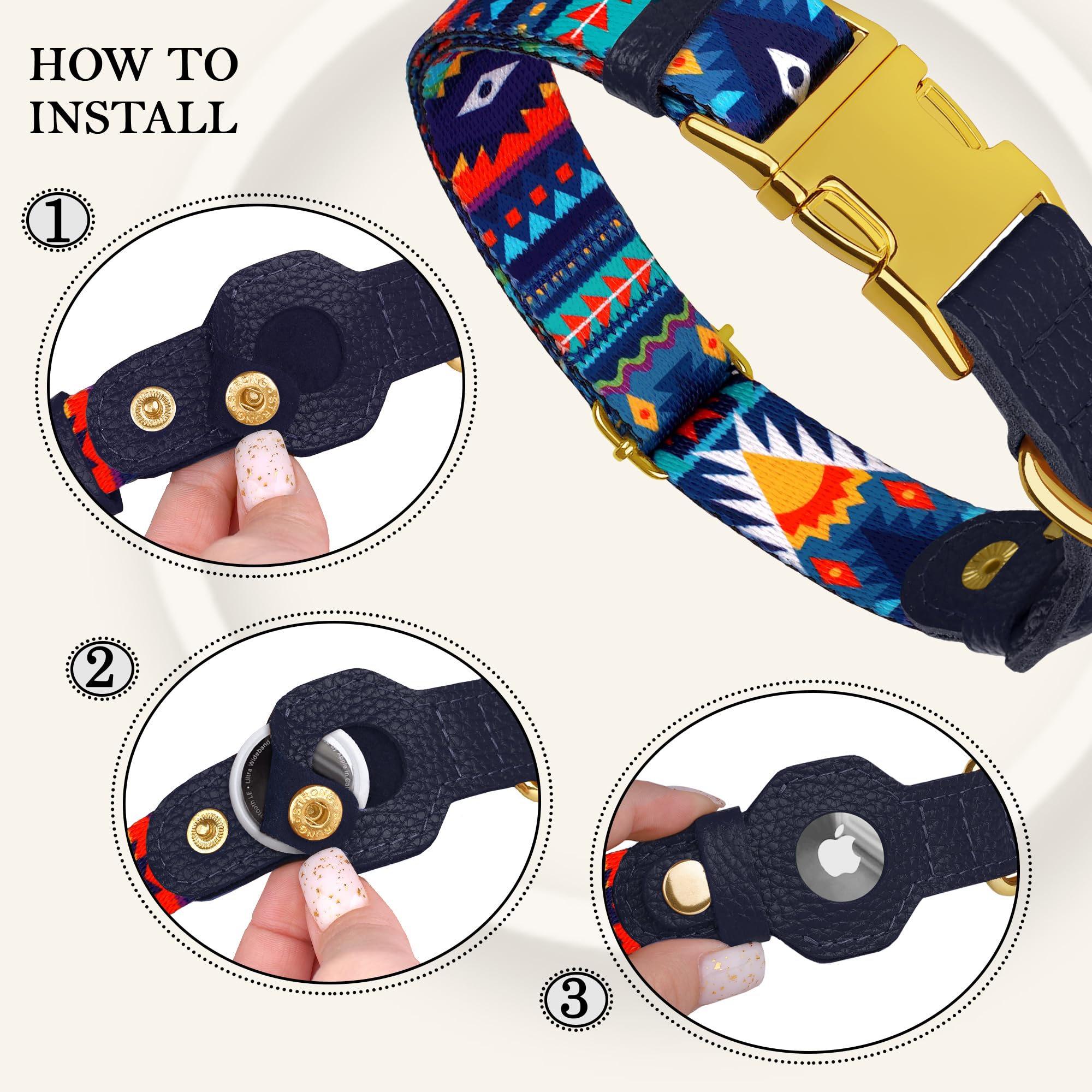 Budkas AirTag dog collar adjustable-sizes highlights secure fit for any breed