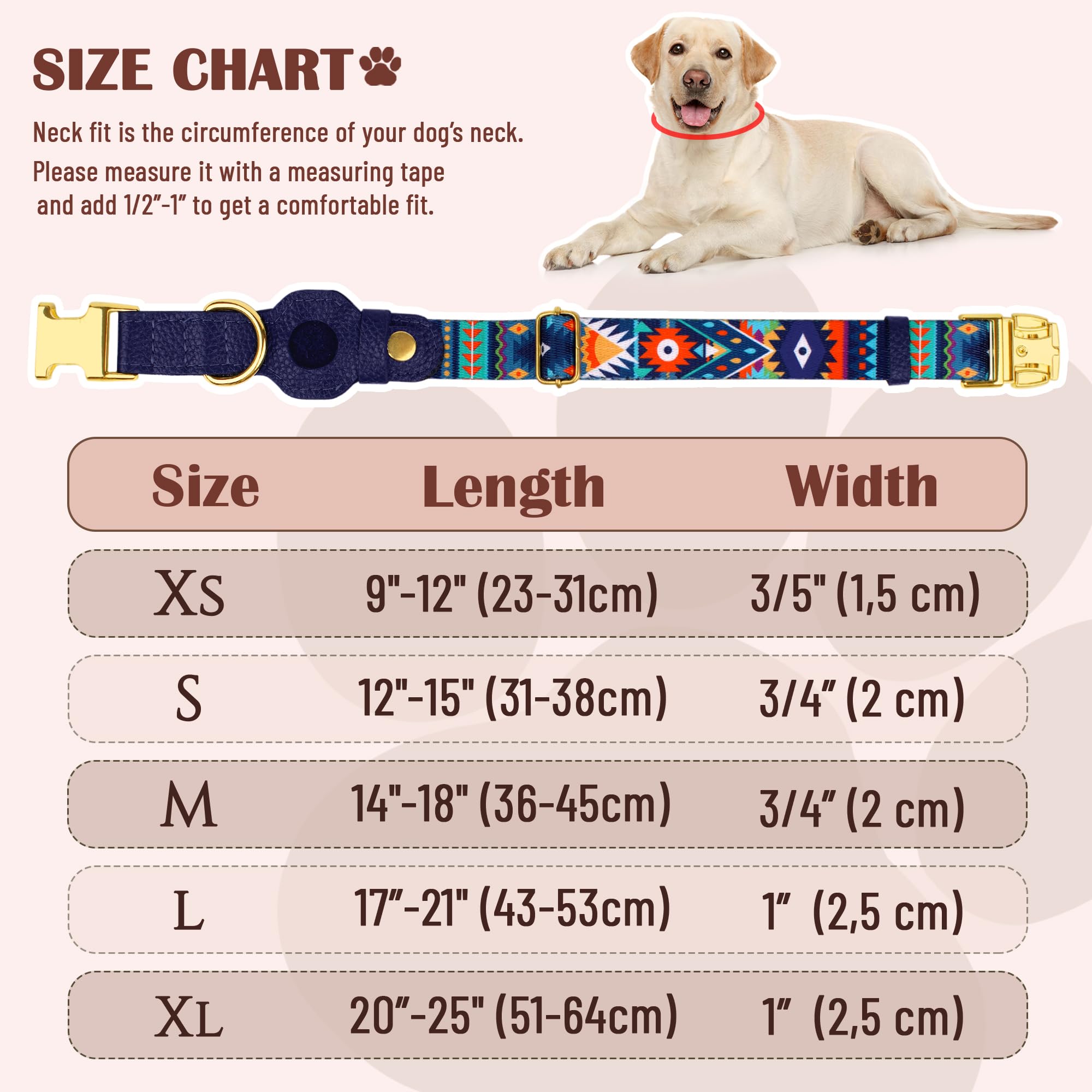 Budkas AirTag dog collar rust-resistant buckle and D-ring for active dogs