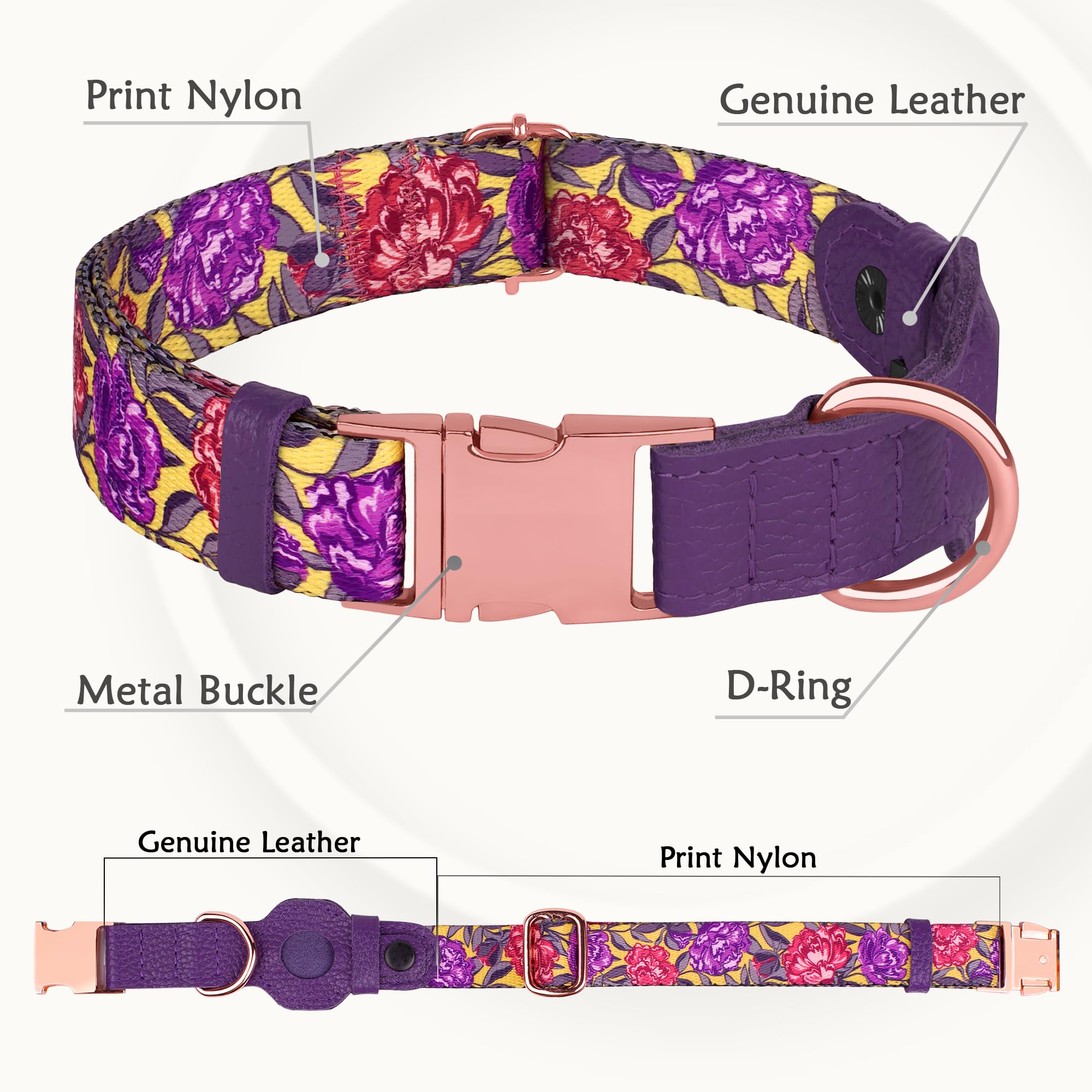 BUDKAS AirTag dog collar designer patterns gallery showcases nine unique styles.