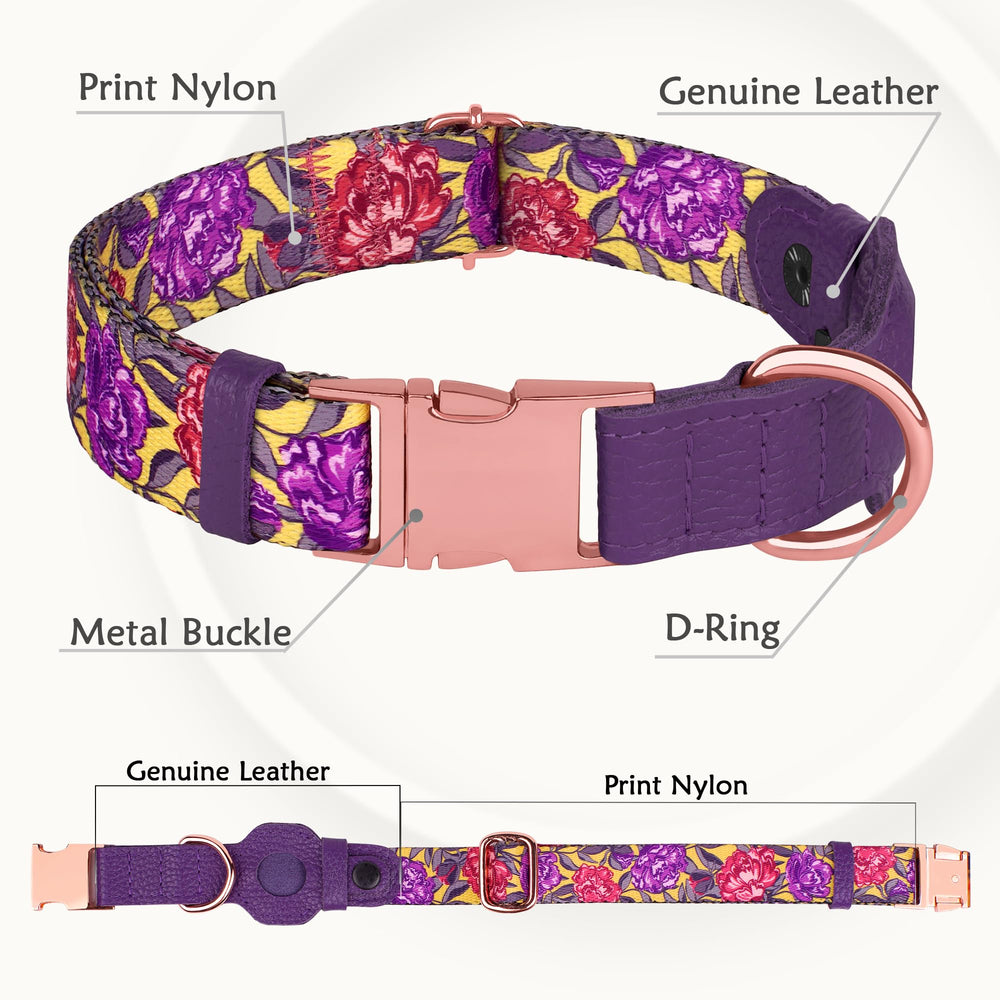 BUDKAS AirTag dog collar designer patterns gallery showcases nine unique styles.