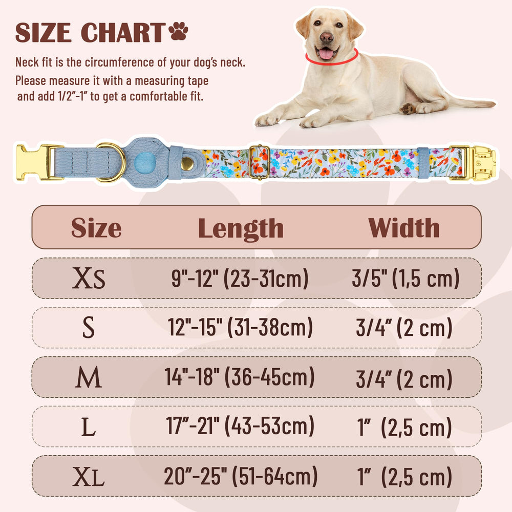 Budkas AirTag floral-pattern collar blends leather and nylon
