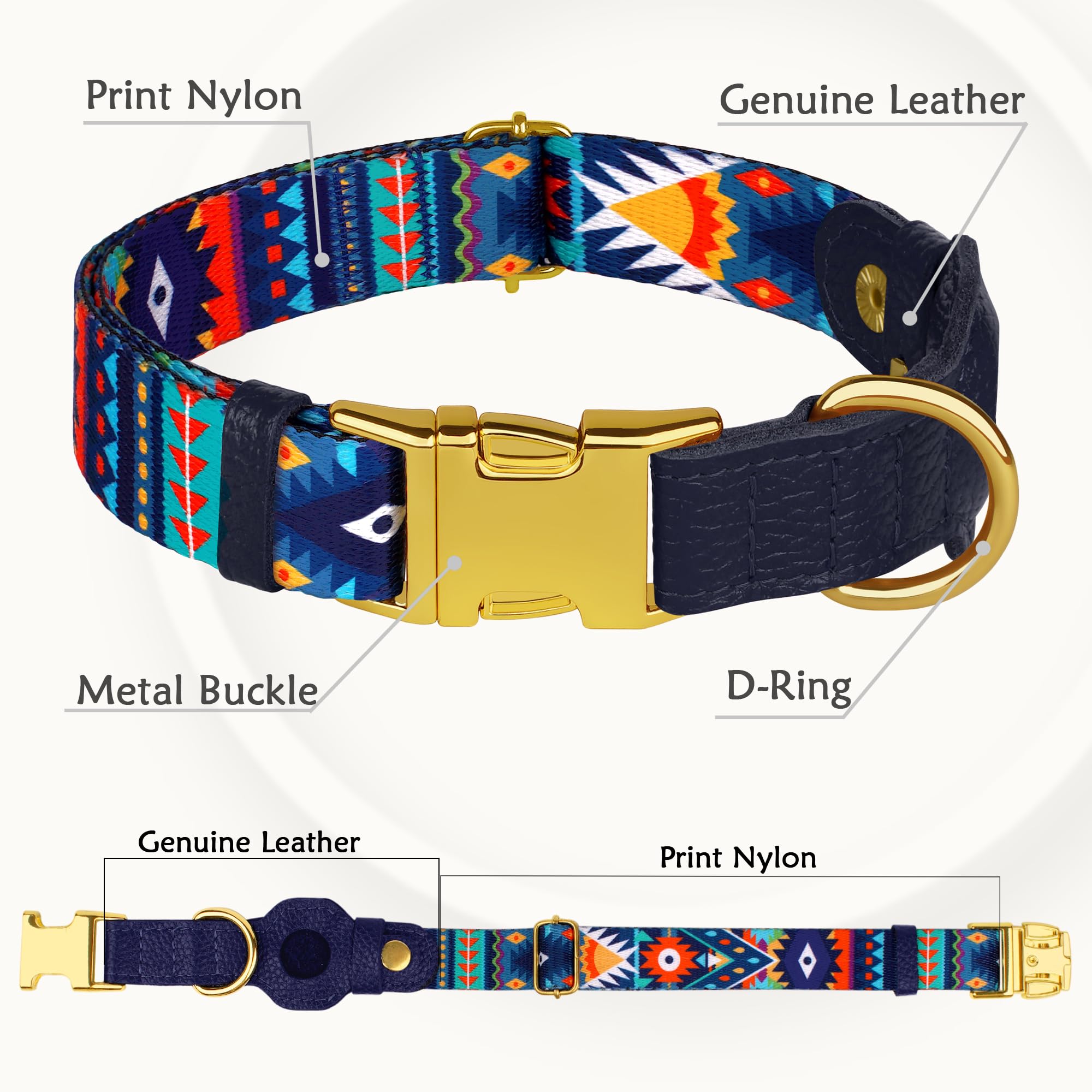 Budkas AirTag dog collar leopard pattern offers bold look and secure leash support