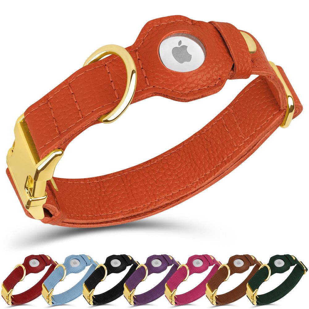 BUDKAS orange collar offers high visibility and secure AirTag