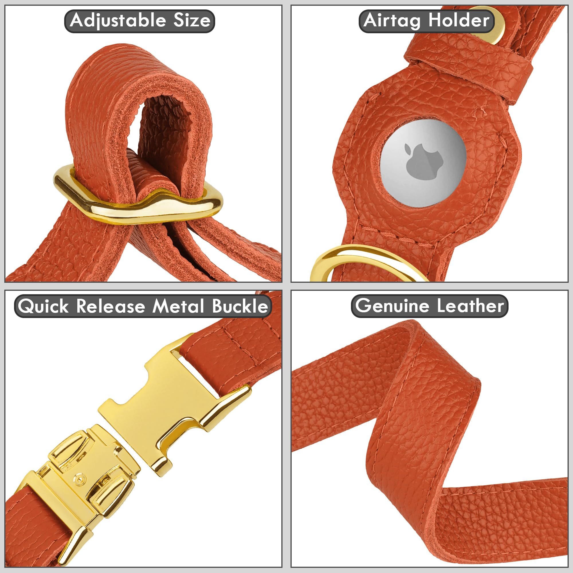 BUDKAS pink leather collar offers soft texture and easy identification